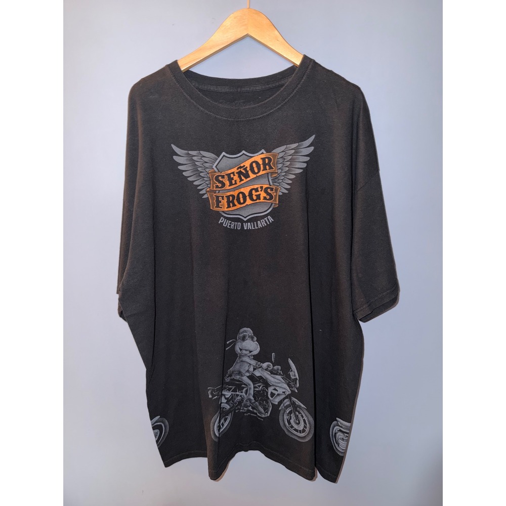 Senor Frogs Puerto Vallarta Biker Frog Graphic T-Shirt Black 3XL 2018 Souvenir
